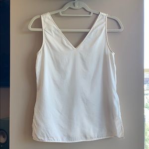 White Silk Tank V-neck